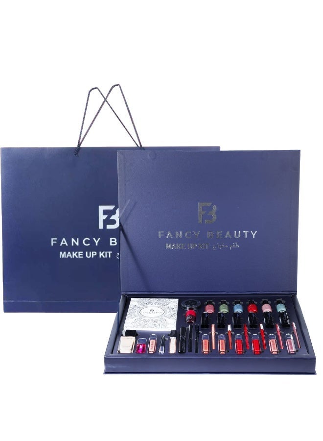 فنسي بيوتي طقم مكياج فاخر من Fancy Beauty، يحتوي على مجموعة متكاملة من مستحضرات التجميل - Image 3